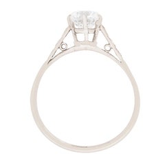 Late Art Deco 0.90 Carat Diamond Solitaire Engagement Ring, circa 1930s