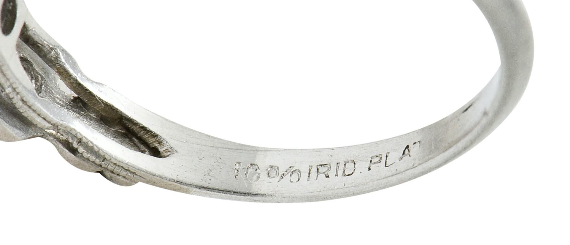 Late Art Deco 0.90 Carat Diamond Platinum Tulip Engagement Ring GIA 4