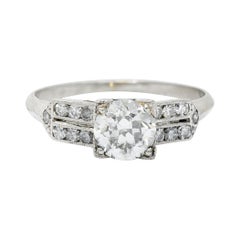 Late Art Deco 0.93 Carat Diamond Platinum Engagement Ring