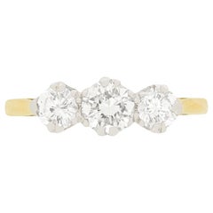 Vintage Late Art Deco 1.10 Carat Diamond Three-Stone Engagement Ring, circa 1940s