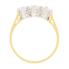 Late Art Deco 1.10 Carat Diamond Three-Stone Engagement Ring, circa 1940s