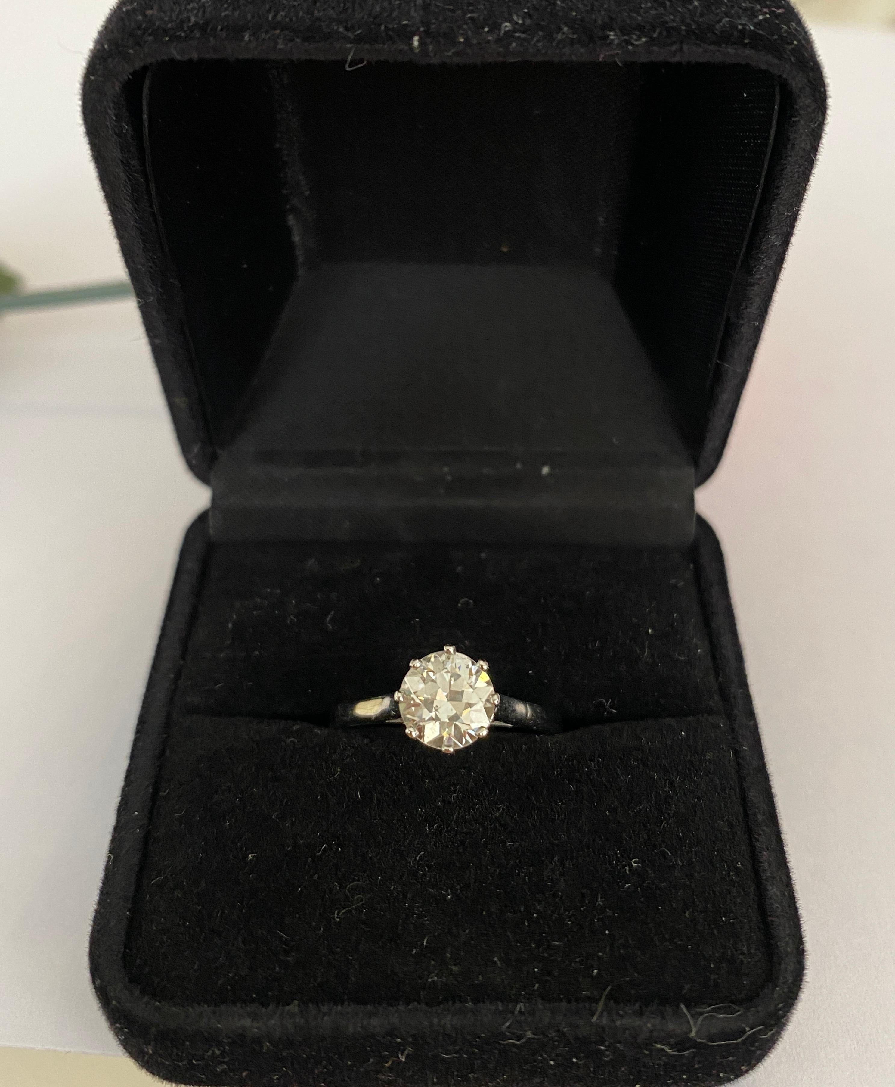 Solitaire de fiançailles Art déco tardif 1,14 carat Old European Brilliant Cut Diamond en vente 8