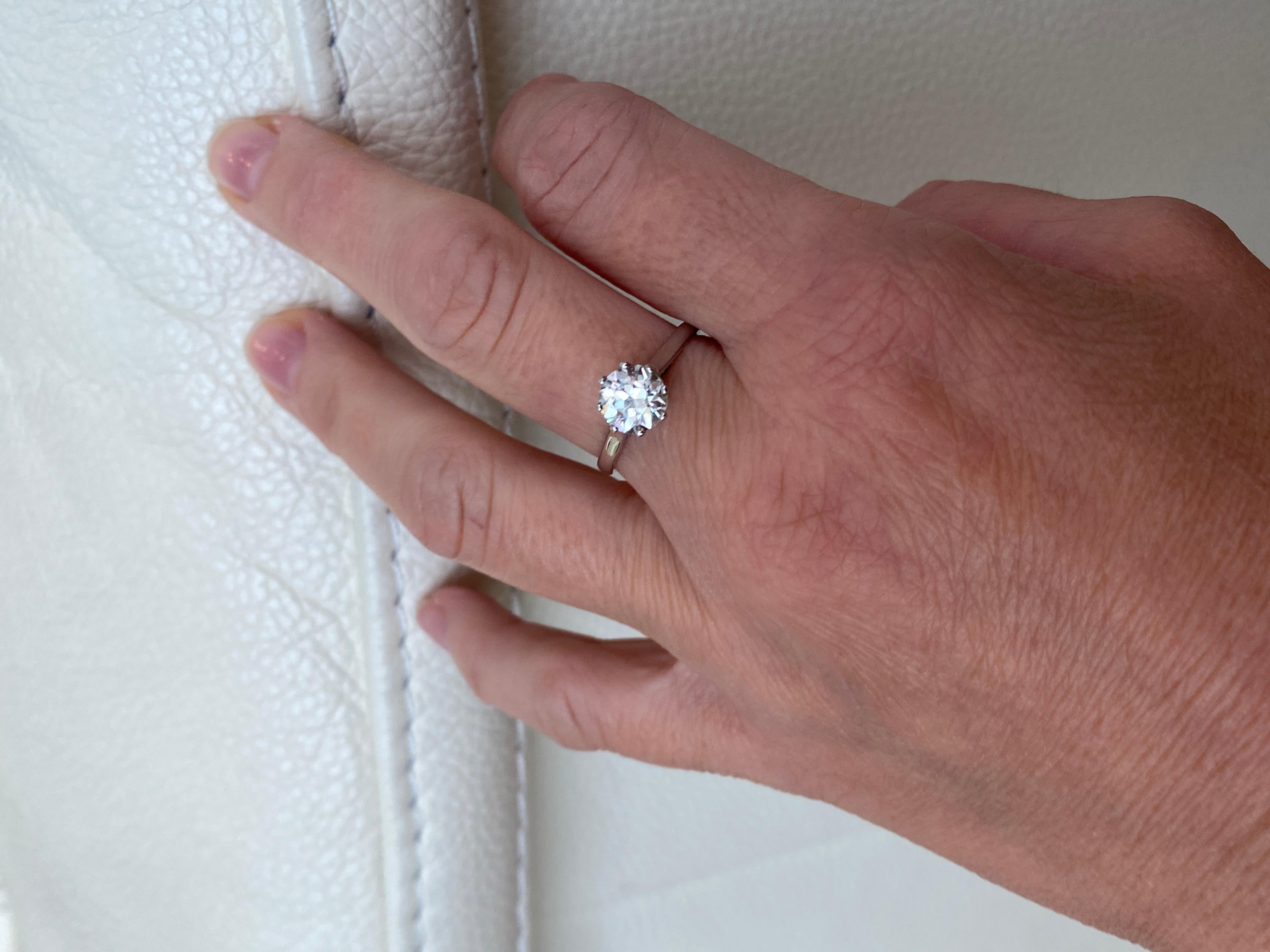 Solitaire de fiançailles Art déco tardif 1,14 carat Old European Brilliant Cut Diamond en vente 9