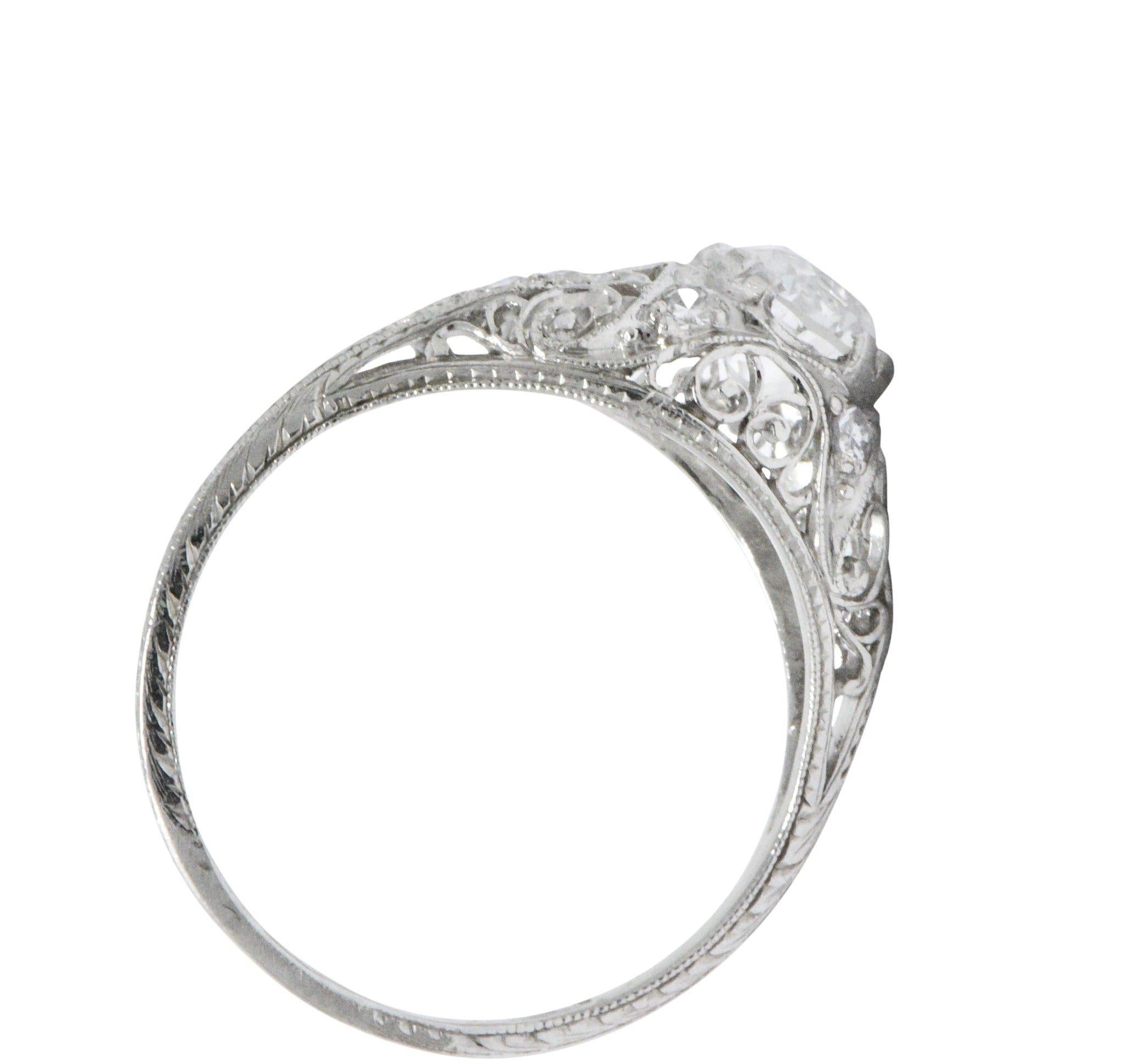 Late Art Deco 1.21 CTW Diamond Platinum Alternative Ring GIA Certified 1