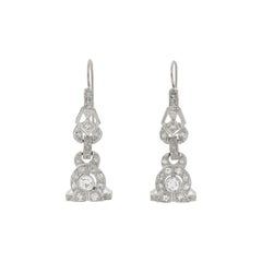 Late Art Deco 1.25 Total Carat Diamond Earrings