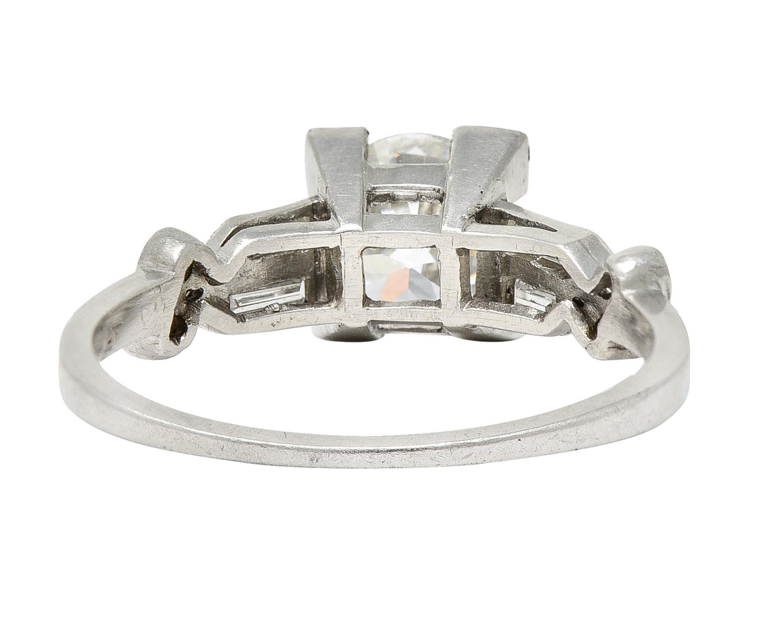 Late Art Deco 1.31 Carats Diamond Platinum Engagement Ring GIA In Excellent Condition In Philadelphia, PA
