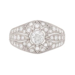 Vintage Late Art Deco 1.40ct Diamond Cluster Ring, circa 1930s