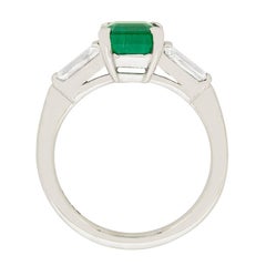 Late Art Deco 1.40 Carat Emerald and Diamond Ring, circa 1940s