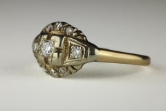 Late Art Deco 14K Yellow and White Gold Diamond Ring