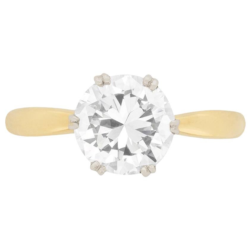 Late Art Deco 1.50 Carat Diamond Solitaire Engagement Ring, circa 1930s For Sale