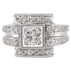 Vintage Late Art Deco 1.50 Ct. G VVS Diamond Platinum Ring