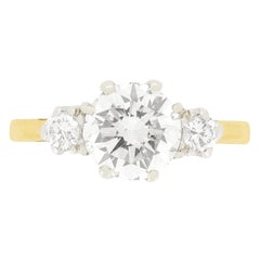 Vintage Late Art Deco 1.52ct Three Stone Ring, c.1940s