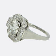Spätes Art Deco 1,80 Karat Diamantring