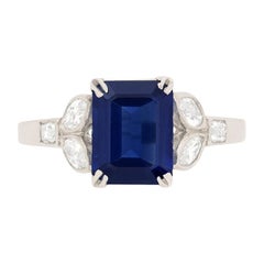 Late Art Deco 1.80 Carat Sapphire and Diamond Ring, circa 1930s