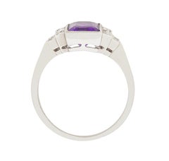 Late Art Deco 1.85 Carat Amethyst and Diamond Cocktail Ring, circa 1940s