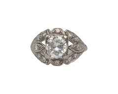 Late Art Deco 1.88 Carat Round Transition Cut Diamond Platinum Ring