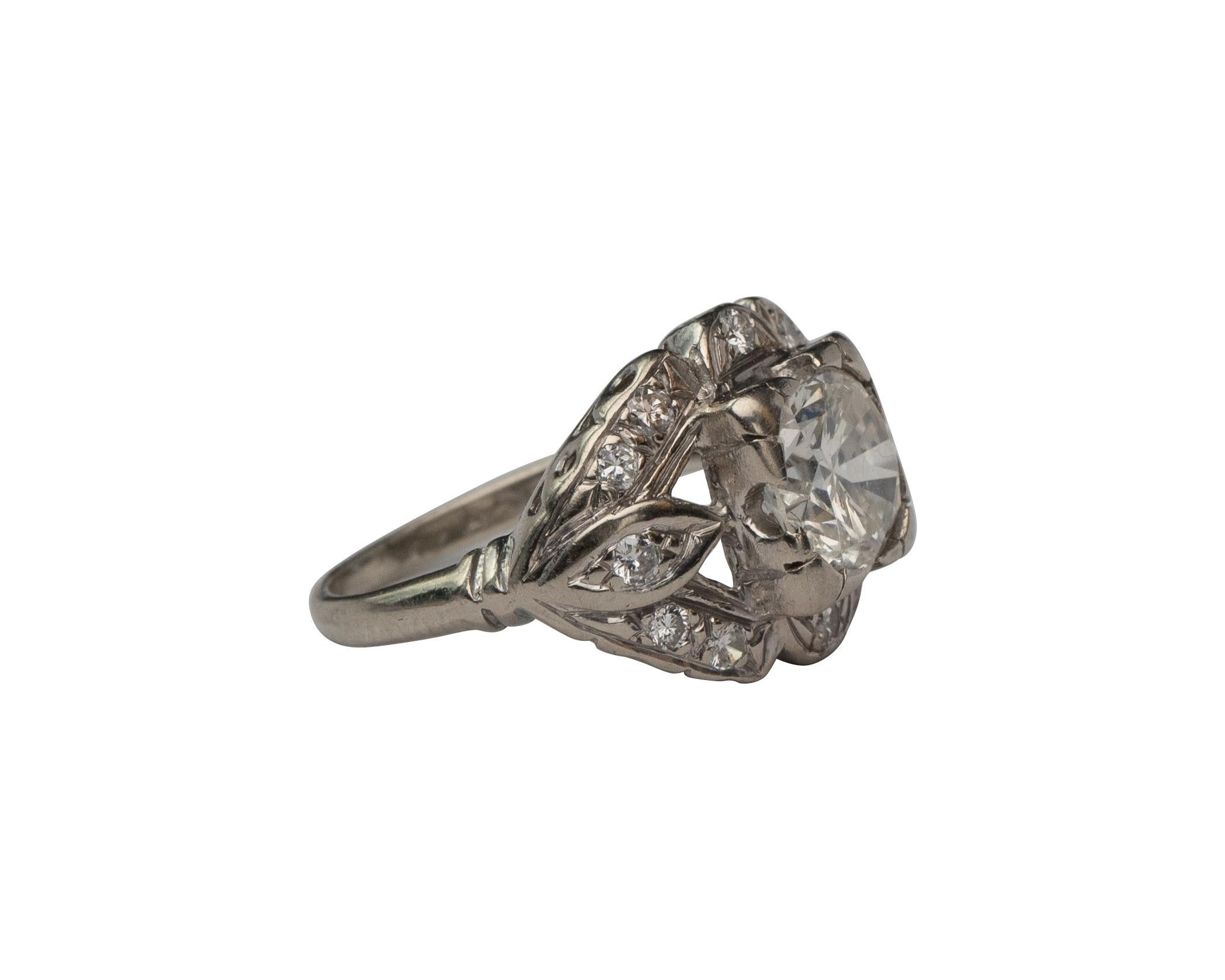 Late Art Deco 1.88 Carat Round Transition Cut Diamond Platinum Ring In Good Condition In Addison, TX