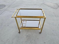 Late Art Deco 2-Tier Gilt Bronze Bar Trolley by Maison Bagués, France 1950s