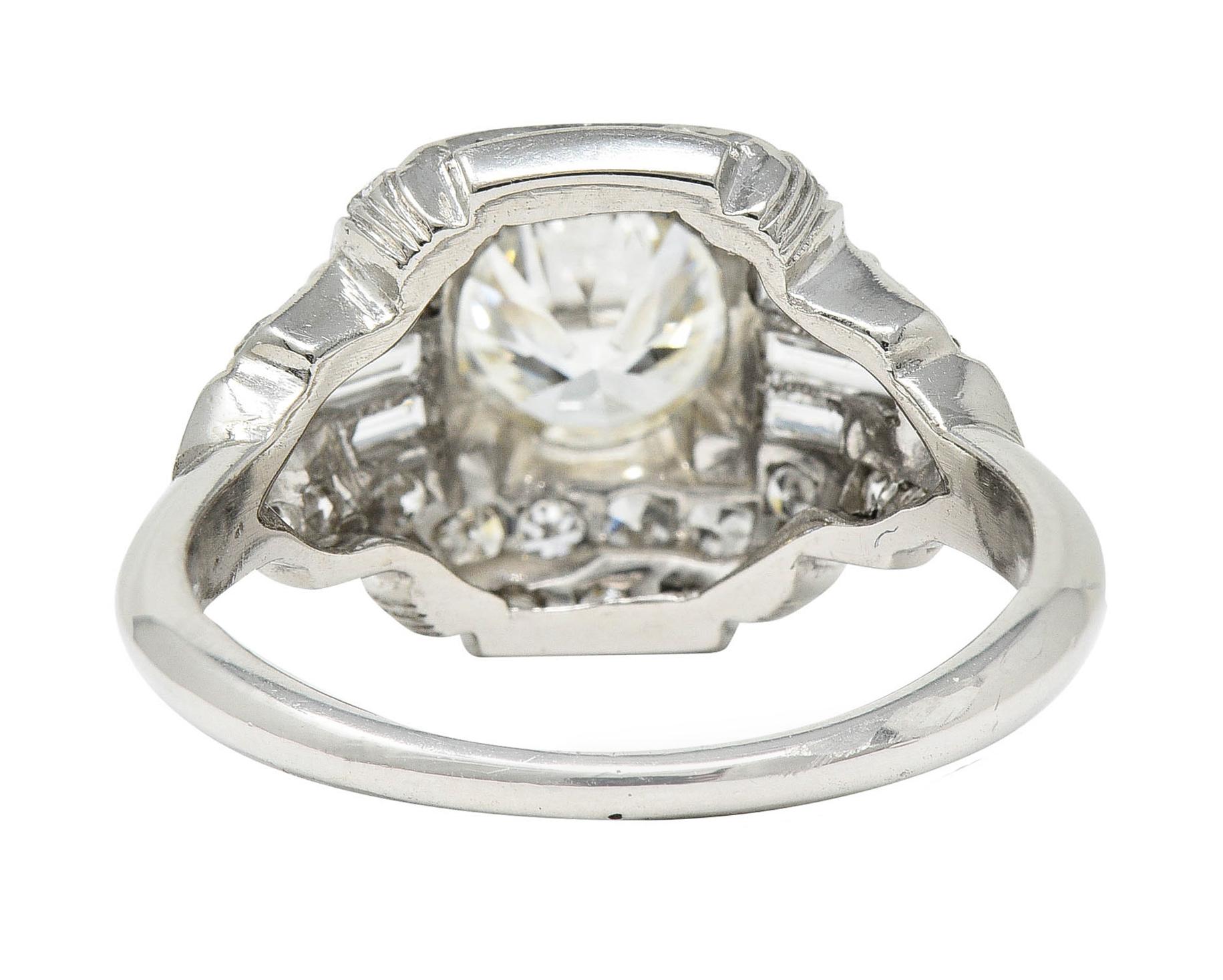Late Art Deco 2.00 Carats Diamond Platinum Dinner Ring In Excellent Condition In Philadelphia, PA