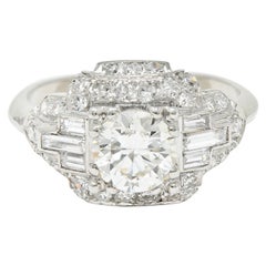 Late Art Deco 2.00 Carats Diamond Platinum Dinner Ring Late Art Deco 2.00 Carats Diamond Platinum Dinner Ring