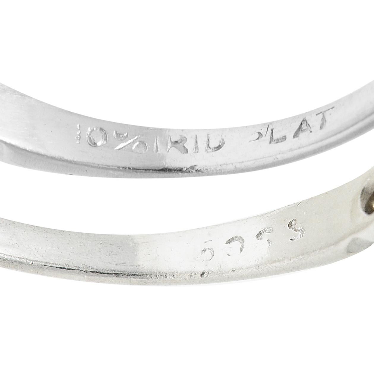 Late Art Deco 2.60 Carats Old European Cut Diamond Platinum Arch Engagement Ring For Sale 4