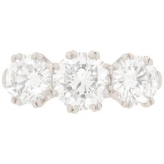Late Art Deco 2.80 Carat Diamond Three-Stone Engagement Ring, circa 1940s Late Art Deco 2.80 Carat Diamond Three-Stone Engagement Ring, circa 1940s