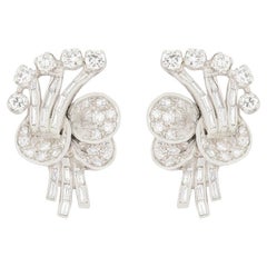 Late Art Deco 2ct Diamond Cluster Earrings, c.1930s