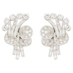 Late Art Deco 2ct Diamond Cluster Earrings, c.1930s