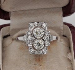 Late Art Deco .96 Carat I/J VVS Diamond Twin Ring