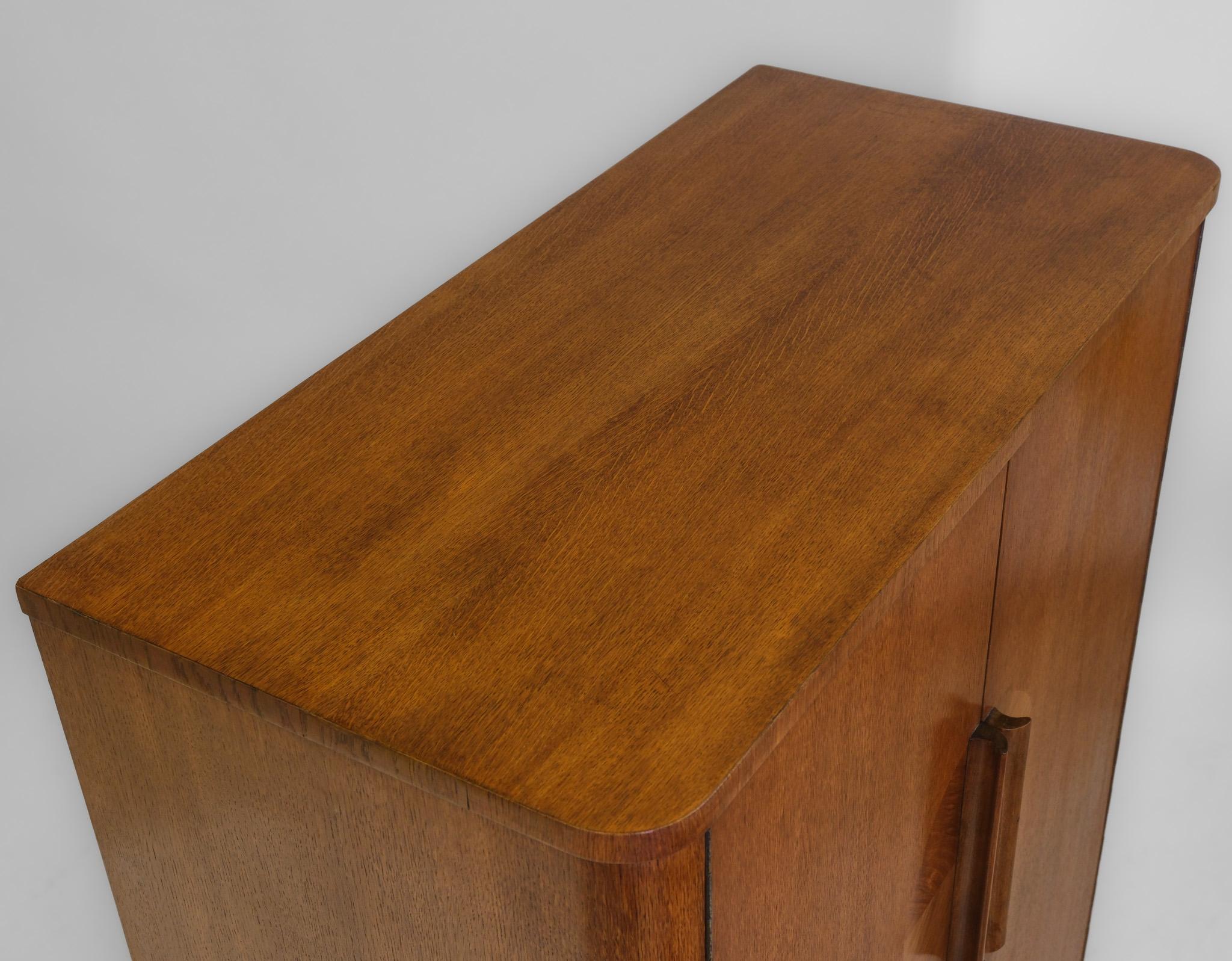 Beech Late Art Deco Bauhaus Czech Compact Wardrobe Tallboy By United Up
