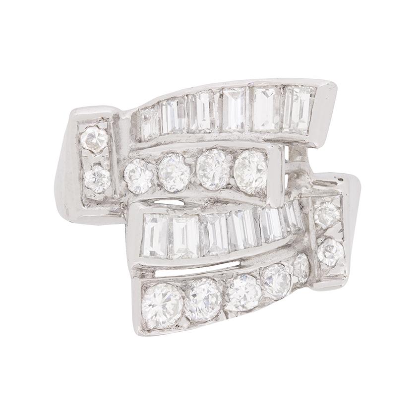Late Art Deco Bespoke Diamond Cluster Ring, circa 1930s For Sale