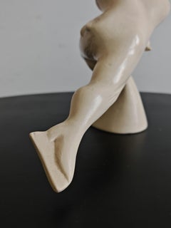 Late Art Deco ceramic figurine of an Ice-skater, Czechoslovakia 1950s