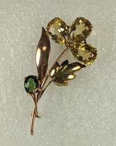 Late Art Deco Citrine and Tourmaline Spray