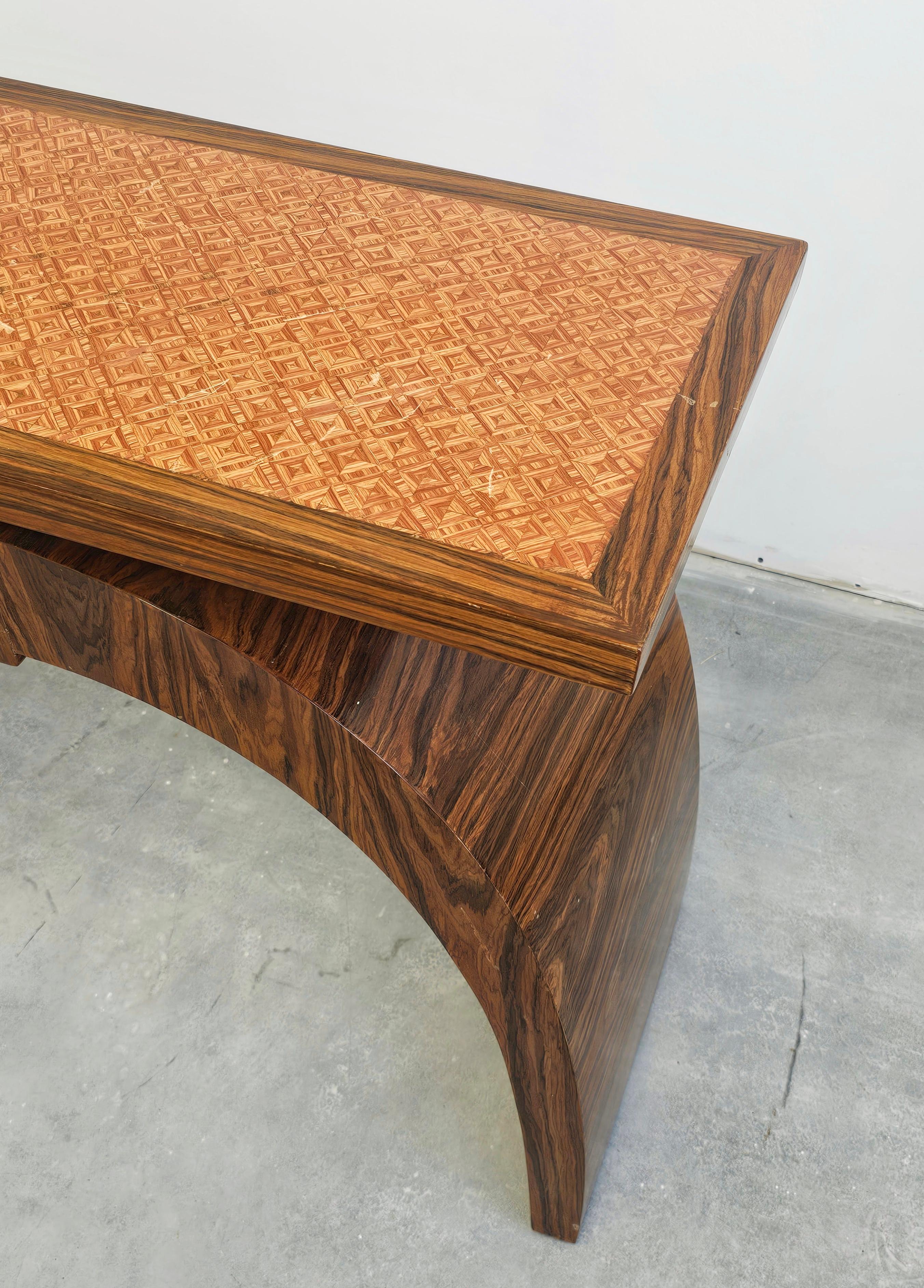 Wood Late Art Deco Console Table with a drawer done in Walnut Veneer, Austria 1950s For Sale