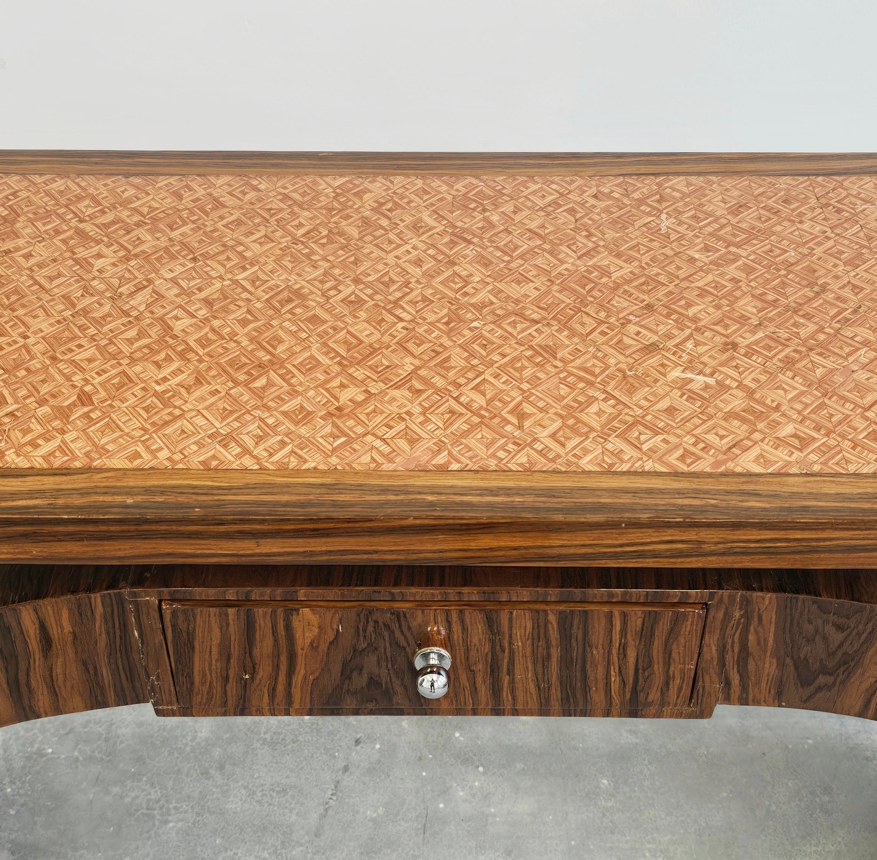 Late Art Deco Console Table with a drawer done in Walnut Veneer, Austria 1950s For Sale 2