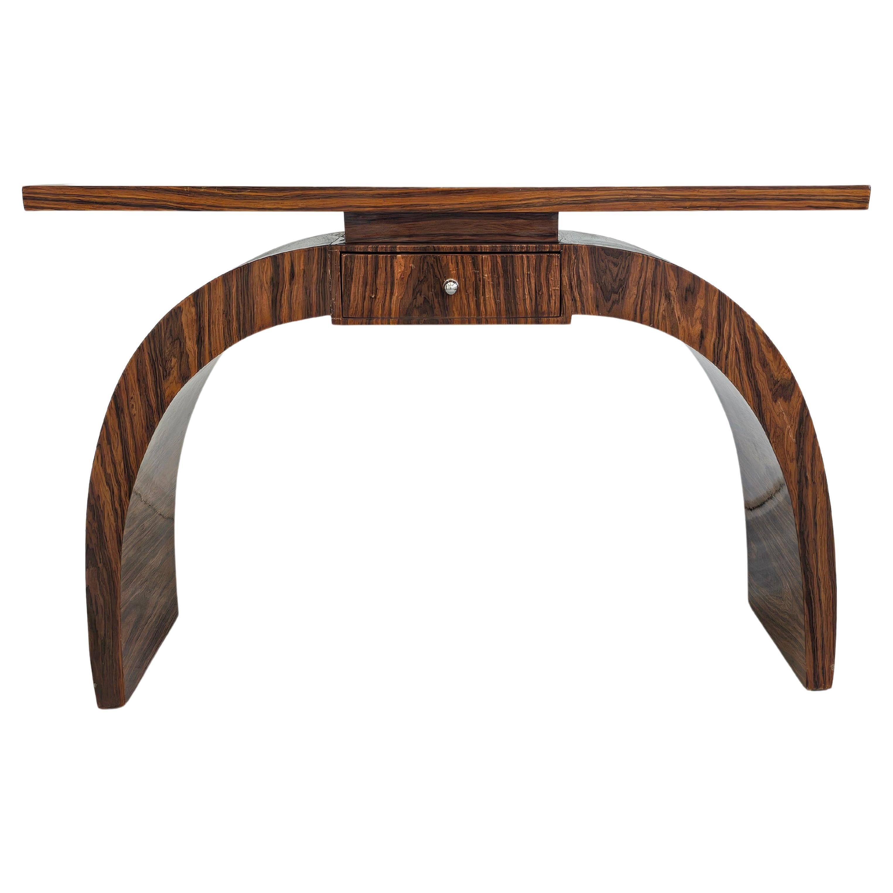 Late Art Deco Console Table with a drawer done in Walnut Veneer, Austria 1950s