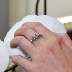 Late Art Deco Diamond and Platinum Ring, 0.85 Carats H SI1, Circa 1940