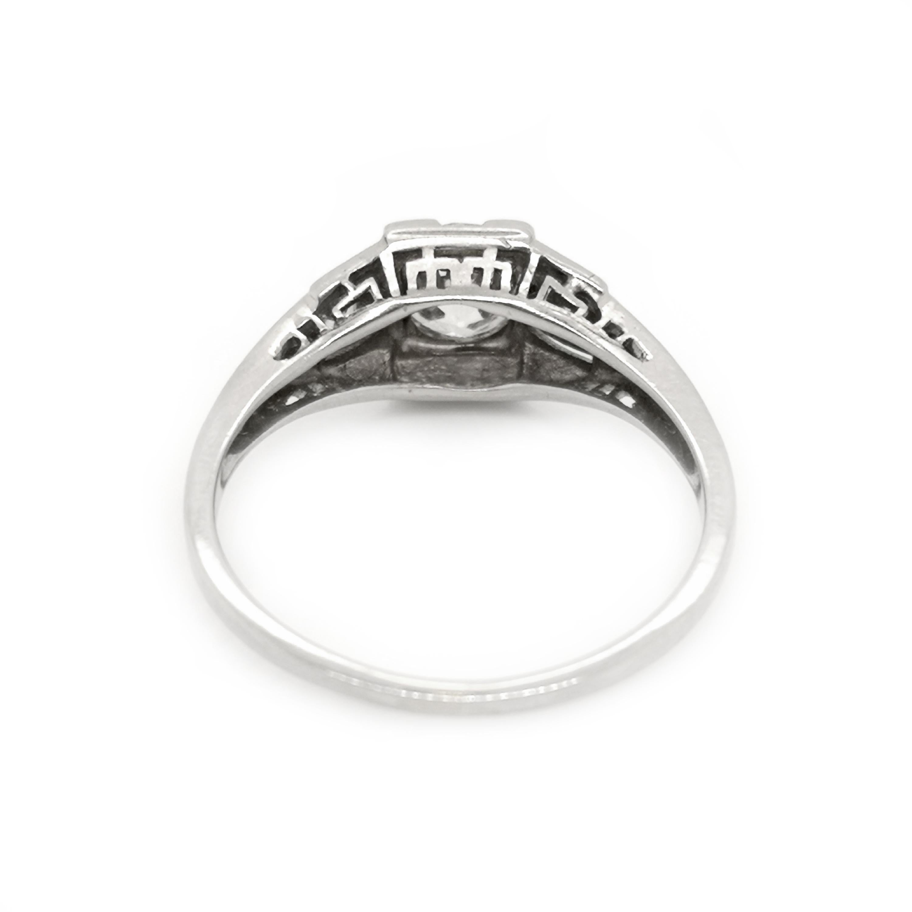 Ring aus Platin mit Diamanten und Platin im späten Art déco-Stil, 0,85 Karat, H SI1, um 1940 im Angebot 3