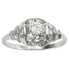 Vintage Late Art Deco Diamond and Platinum Ring, 0.85 Carats H SI1, circa 1940