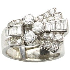 Vintage Late Art Deco Diamond And Platinum Ring, 1.60ct, Circa 1940