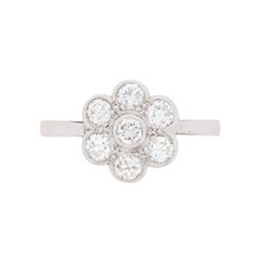 Late Art Deco Diamond Daisy Cluster Ring, circa 1930s