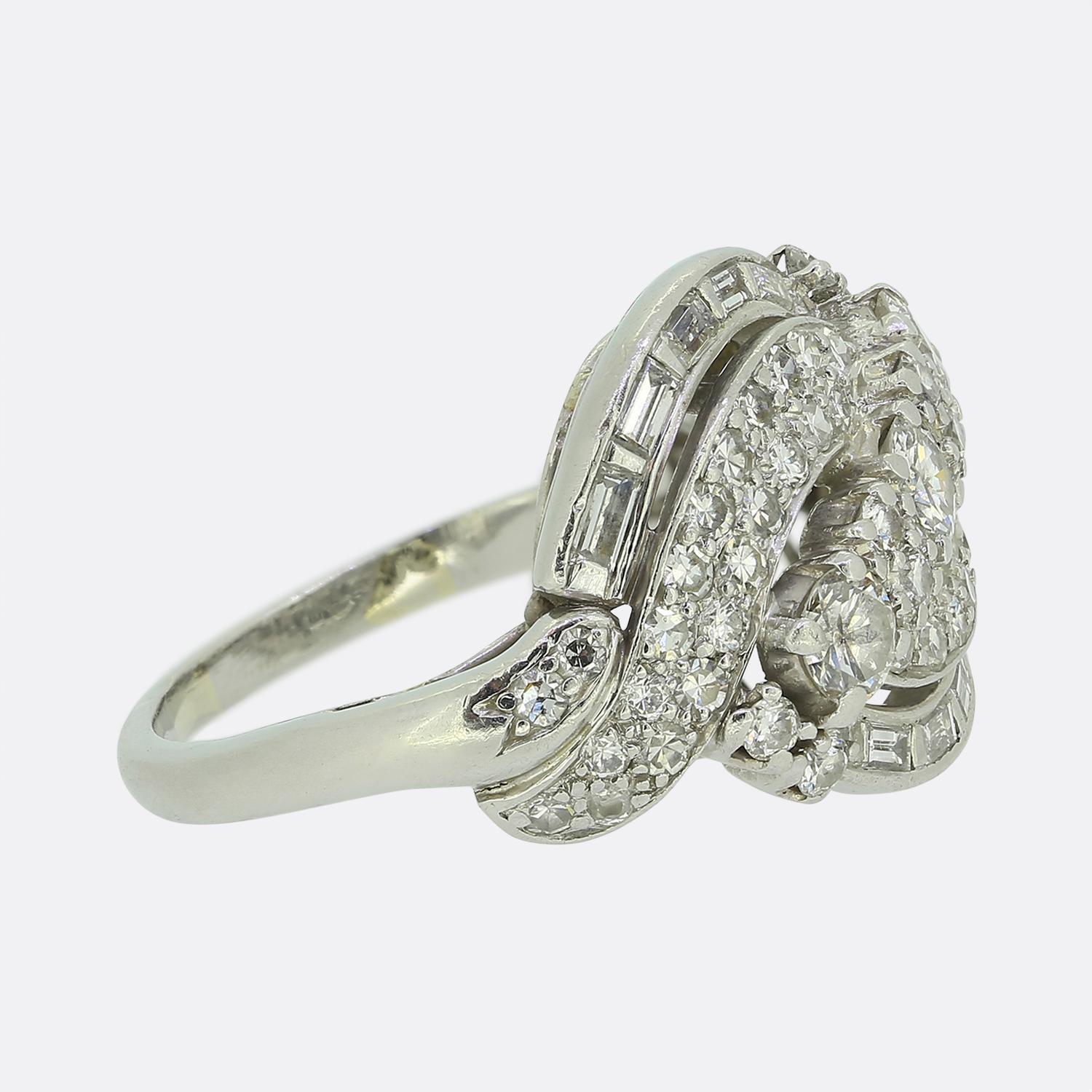 Round Cut Late Art Deco Diamond Dress Ring For Sale