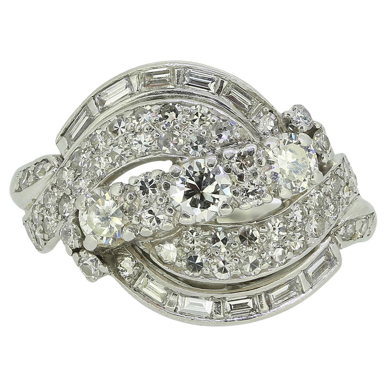Late Art Deco Diamond Dress Ring For Sale