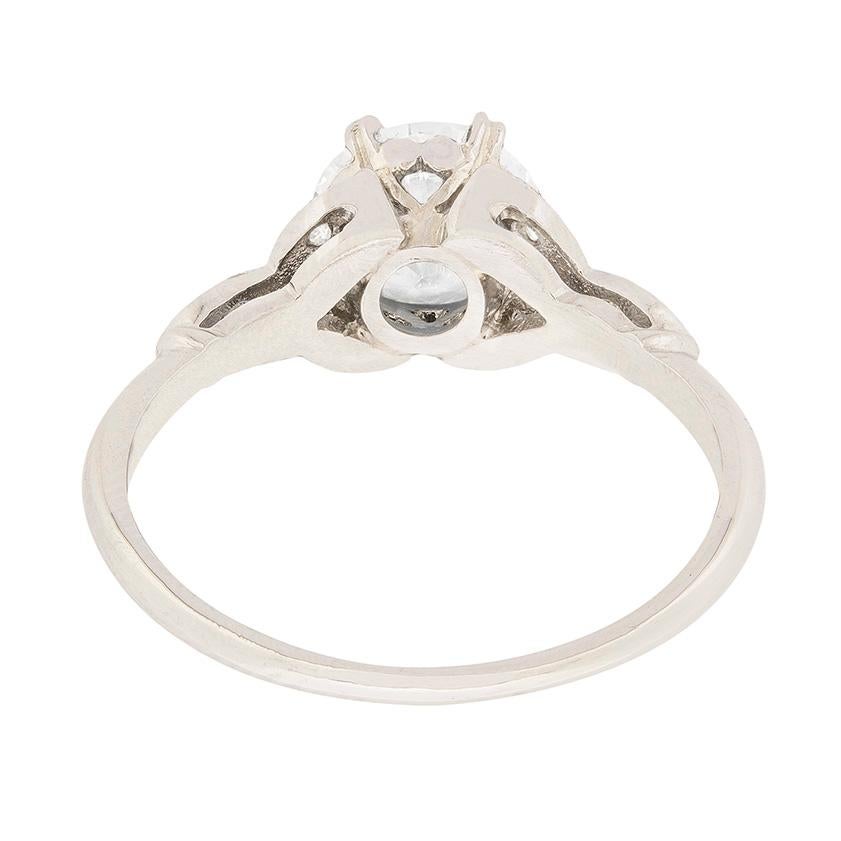 Old Mine Cut Late Art Deco Diamond Solitaire Engagement Ring, circa 1940s