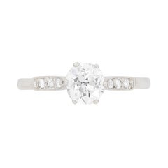Vintage Late Art Deco Diamond Solitaire Engagement Ring, circa 1930s