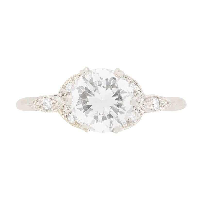 Late Art Deco Diamond Solitaire Engagement Ring, circa 1940s