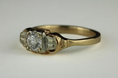 Late Art Deco Diamond Solitaire Two-Tone Ring