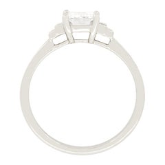 Late Art Deco Emerald Cut Diamond Engagement Ring, c.1940s