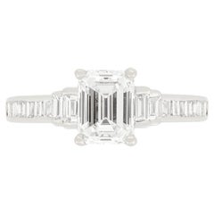 Late Art Deco Emerald Cut Diamond Engagement Ring, c.1940s