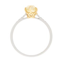 Late Art Deco Fancy Yellow Diamond Solitaire Ring, circa 1930s